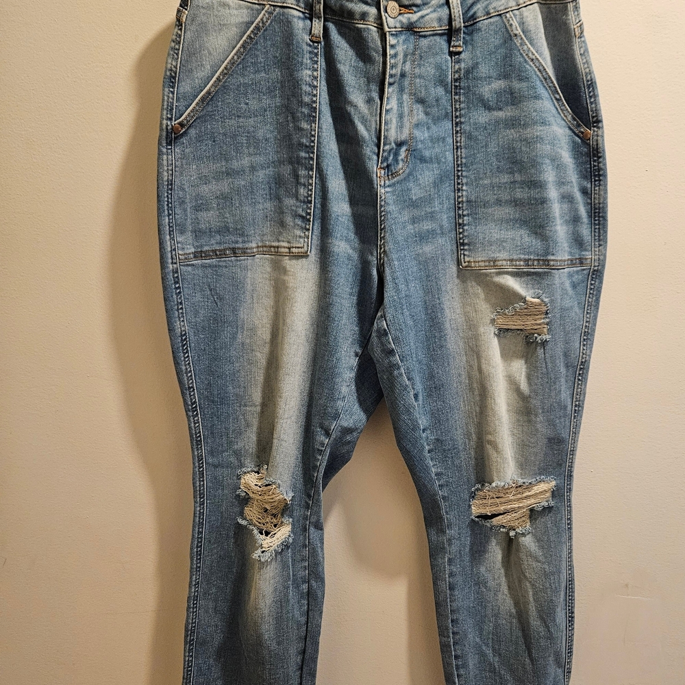 Distressed Blue Denim Jeans